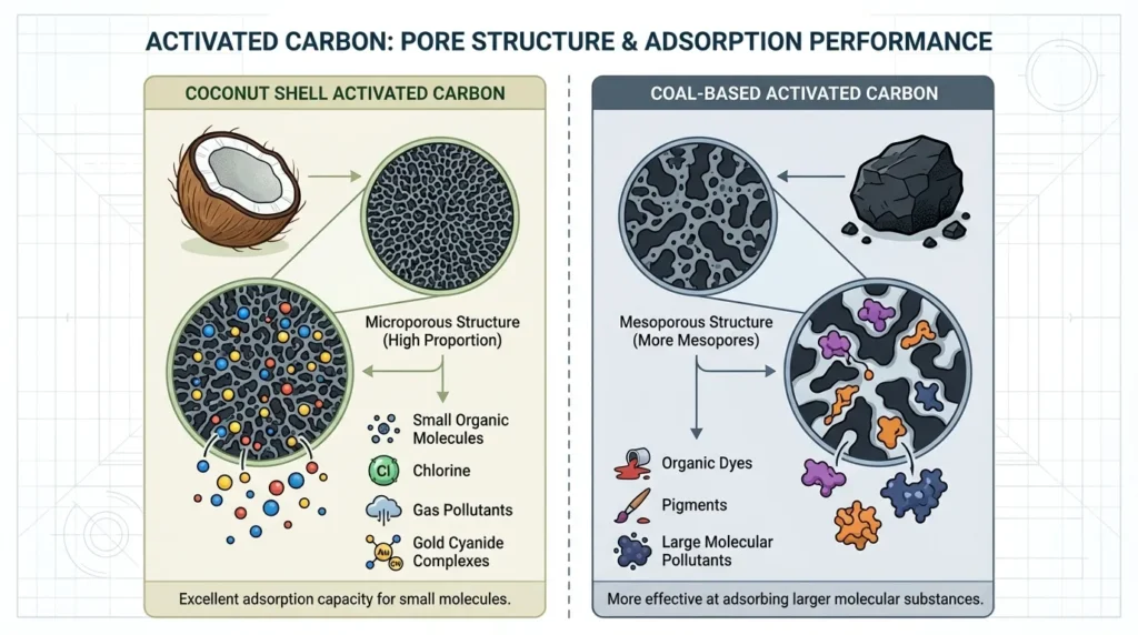 Differences In Pore Structure Between Coconut Shell And Coal Based Activated Carbon - Tingyuan Activated Carbon